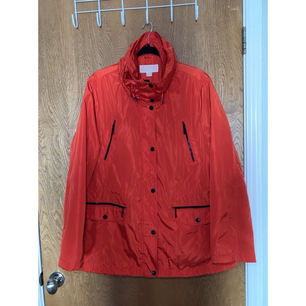 Michael Kors Red Utility Jacket Size XL Zip Pockets Zip-up Quilted Inside